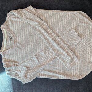 Athleta Girl Long Sleeve Top - Size M/8-10 - Light grey with blue stripes